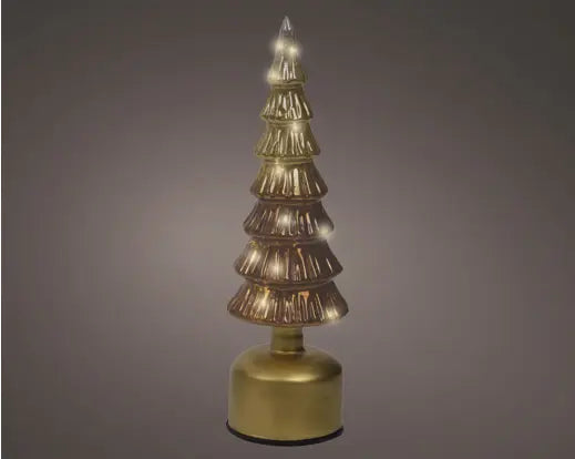 Micro LED Rotating Tree Glass Flashing Effect Battery Operated Brown & Warm White