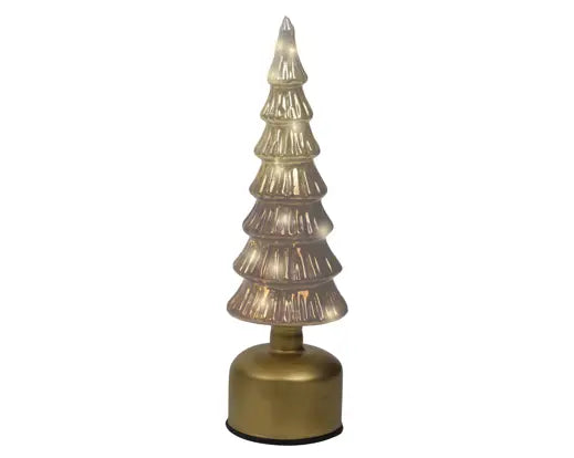 Micro LED Rotating Tree Glass Flashing Effect Battery Operated Brown & Warm White