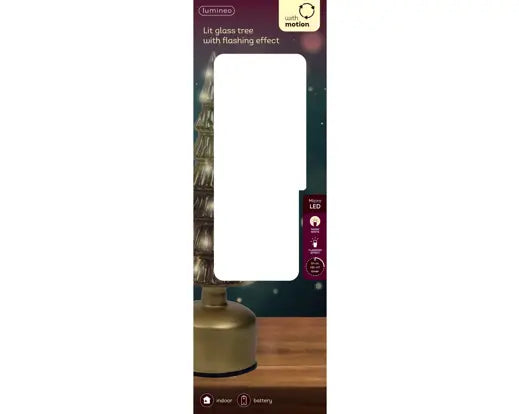 Micro LED Rotating Tree Glass Flashing Effect Battery Operated Brown & Warm White