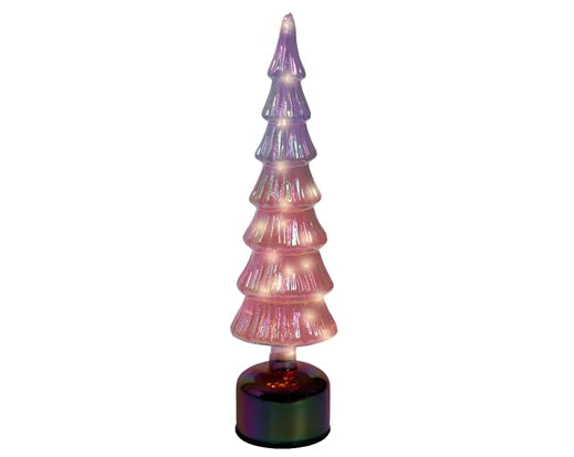 Kaemingk Micro LED Rotating Tree Glass Pink & Warm White