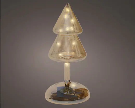 Micro LED Tree Glass Steady Battery Operated Amber & Warm White H19cm