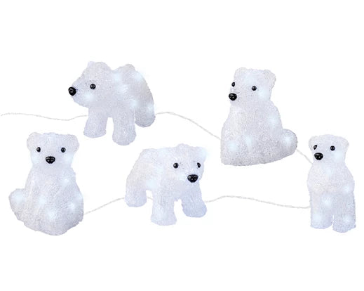 Lumineo LED Acrylic Polar Bear BO Set Of 5