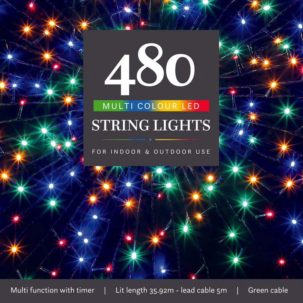 Noma Multifunction String Lights Multicolour With Green Cable