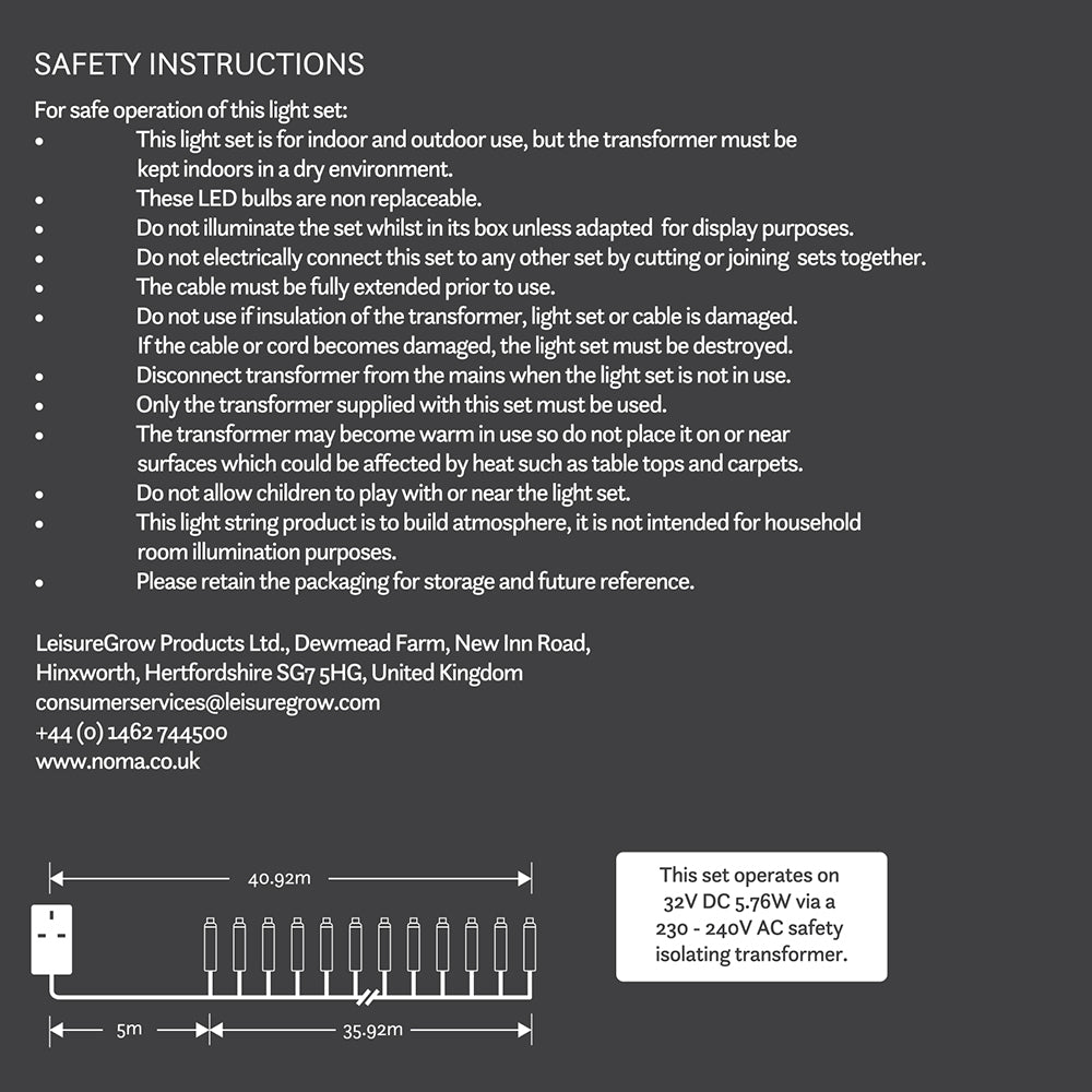 Noma Multifunction String Lights Multicolour With Green Cable