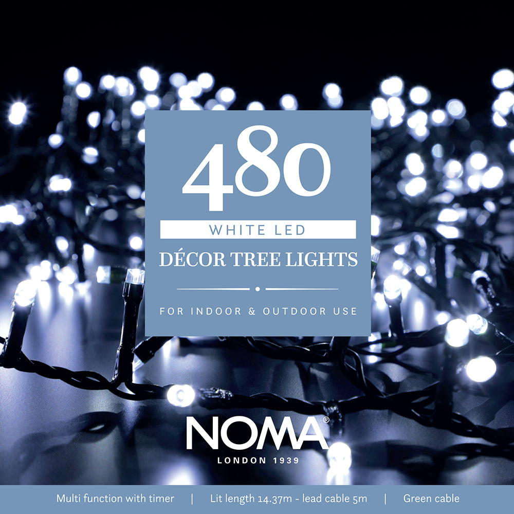 Noma Multifunction Decor Tree Lights White With Green Cable
