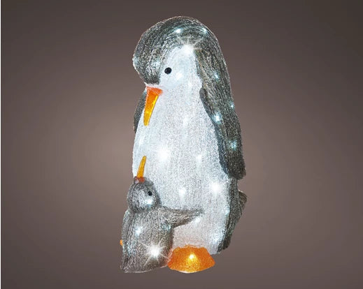 Lumineo LED Penguin With Baby Outdoor Cool White LED