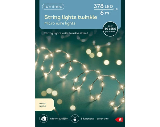 Lumineo String Lights Twinkle Micro Wire Lights Warm White 6m