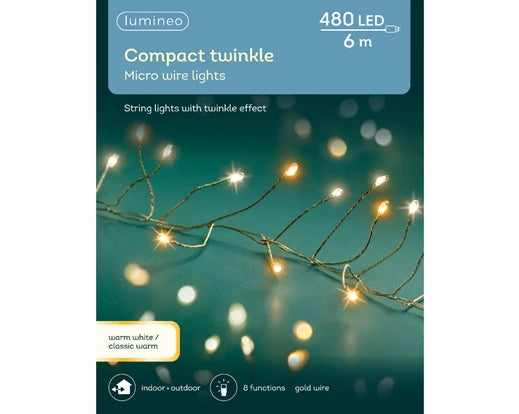Lumineo Compact Twinkle Micro Wire Lights Warm White & Classic Warm 6m