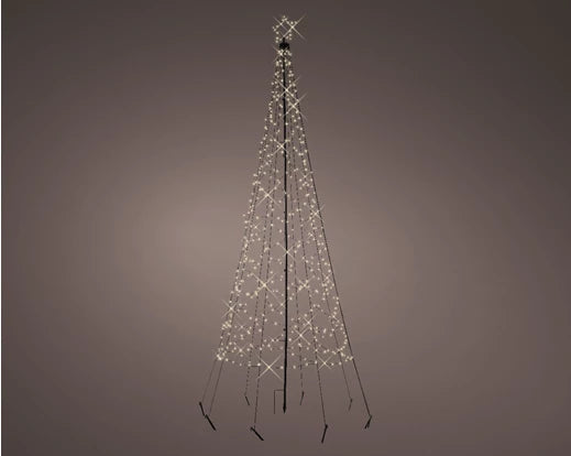 Lumineo Micro LED Flagpole Tree Outdoor Black & Warm White 320cm