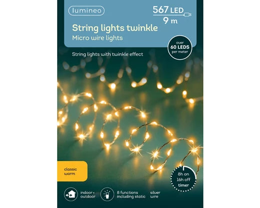 Lumineo Micro LED Extra Dense Lights 8 Function Classic Warm 900cm