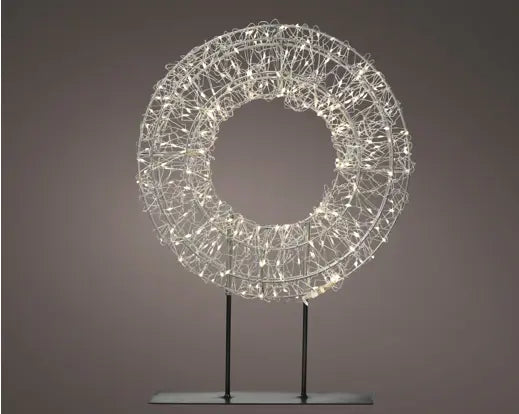 Micro LED Table Light Wreath Metal Silver & Warm Warm