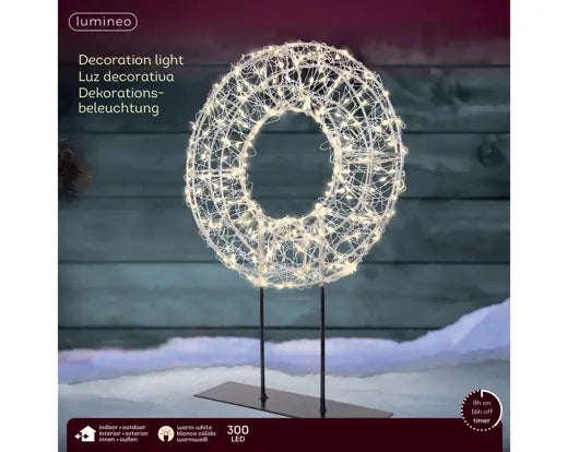 Micro LED Table Light Wreath Metal Silver & Warm Warm