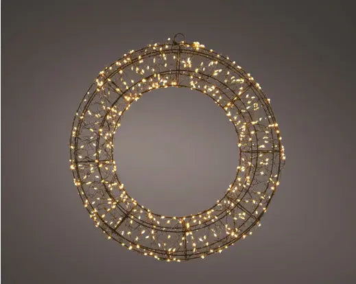 Micro LED Wreath Steady Black & Classic Warm H58cm