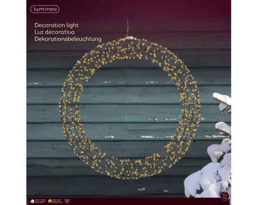 Micro LED Wreath Steady Black & Classic Warm H58cm
