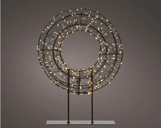 Micro LED Table Light Wreath Metal Black & Classic Warm