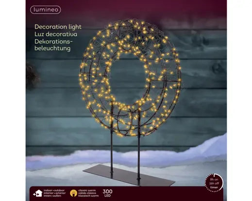 Micro LED Table Light Wreath Metal Black & Classic Warm