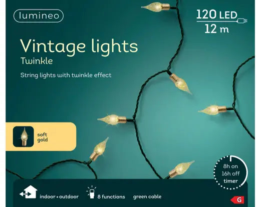 Lumineo Vintage Lights Soft Gold Indoor/Outdoor 120 LED 1200cm
