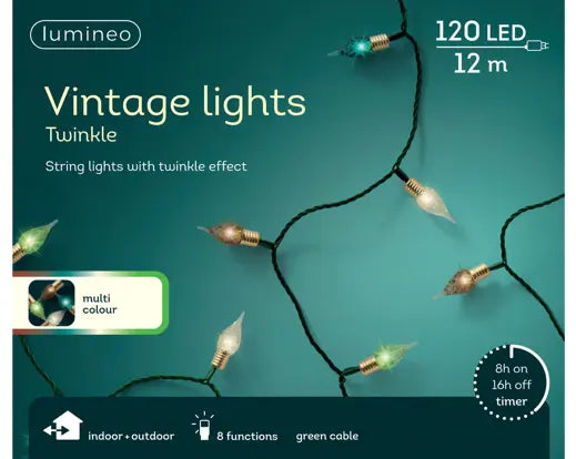 Lumineo Vintage Lights Multi Colour Indoor/Outdoor 120 LED 1200cm