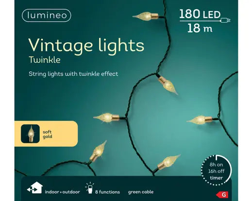 Lumineo Vintage Lights Soft Gold Indoor/Outdoor 180 LED 1800cm