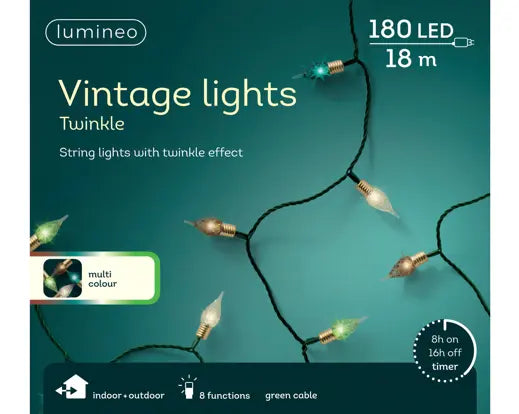 Lumineo Vintage Lights Multi Colour Indoor/Outdoor 180 LED 1800cm