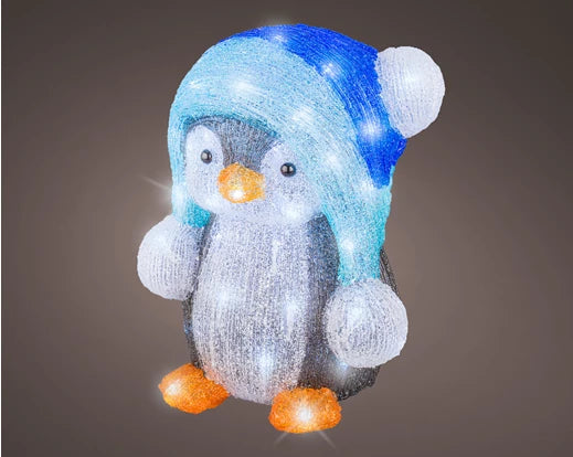 Lumineo LED Acrylic Penguin Blue Hat Outdoor