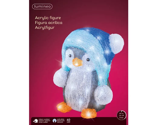 Lumineo LED Acrylic Penguin Blue Hat Outdoor