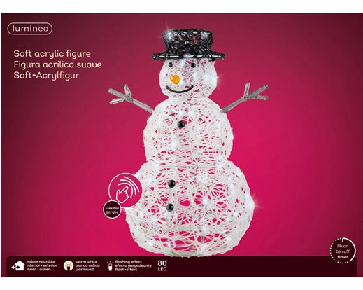 Lumineo Soft Acrylic LED Snowman Outdoor 65cm