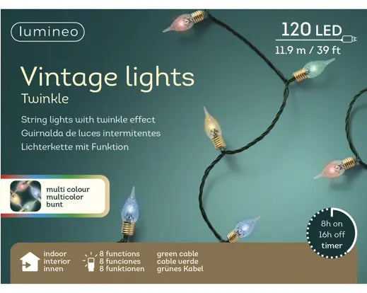Lumineo Vintage Lights Multi Colour Indoor/Outdoor 120 LED 1190cm