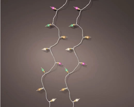 Lumineo Vintage LED Warm Tones Multi Colour String Lights With Twinkle Effect Clear Cable