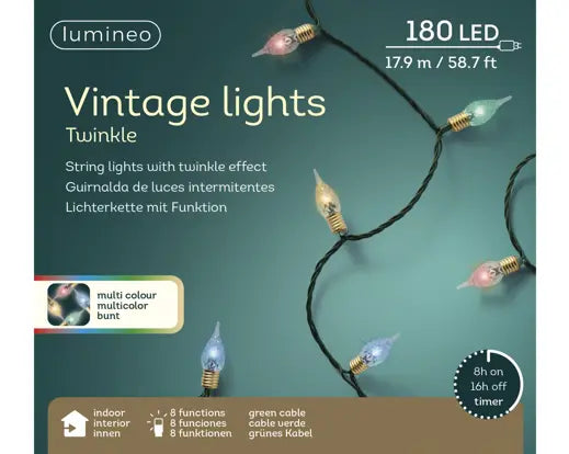 Lumineo Vintage Lights Multi Colour Indoor/Outdoor 180 LED 1790cm