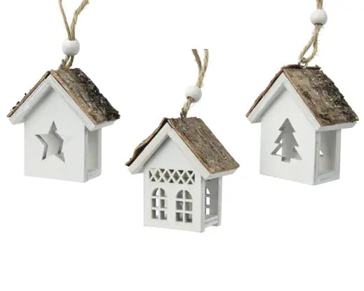 Decoris Bark House White 7cm Single Assorted