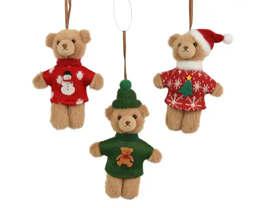 Decoris Bear Hanging Decor 12cm Single Assorted