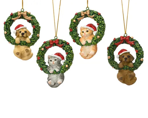Decoris Wreath Animals Hanging Decoration 4.2cm Single Assorted