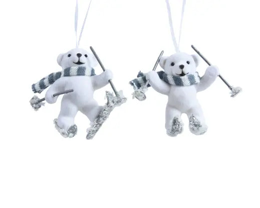Decoris Skiing Bear with Scarf 11cm Single Assorted