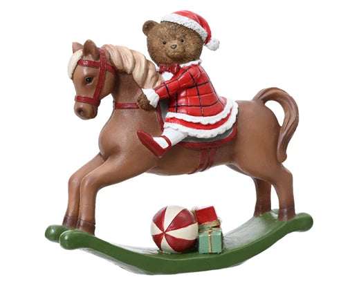 Kaemingk Bear Polyresin Bear Rocking Horse 20cm