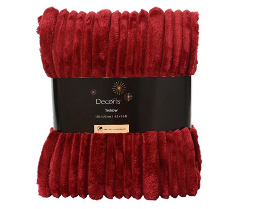 Kaemingk Throw Polyester Irregular Stripe Burgandy