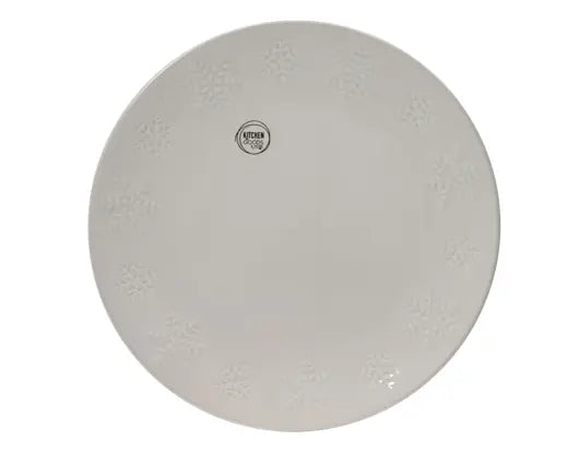 Dinner Plate Stoneware Round Embossed Snowflake