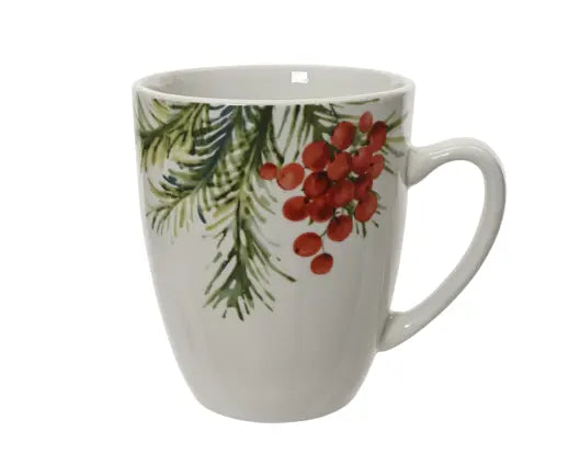 Decoris Porcelain Mug Leaves & Berries 8.7cm x 8.7cm x 10.5cm