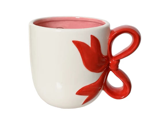 Kaemingk Mug Dolomite Round Bows Red/White
