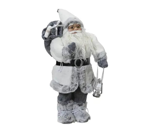 Decoris Standing Santa White with Gift Bag 45cm