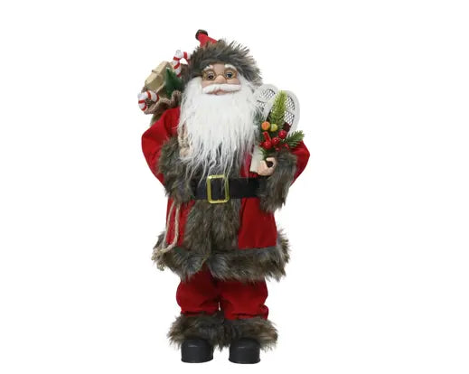 Decoris Standing Red Santa with Gift Bag 30cm
