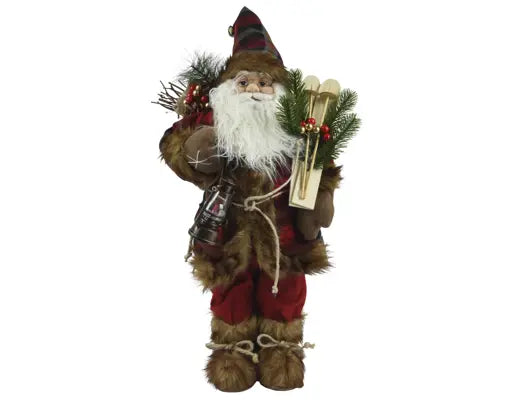 Decoris Standing Check Santa with Ski's 60cm