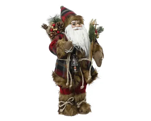 Decoris Standing Check Santa with Ski's 45cm