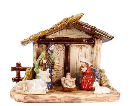 Decoris Nativity Set Porcelain House Glazed L.27cm x W.11cm x H.20cm