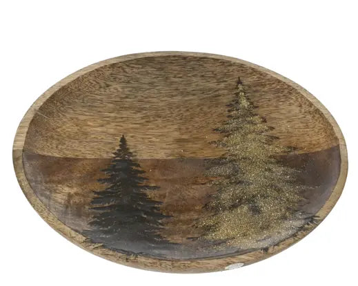 Deco Plate Mangowood Round Clear Enamel