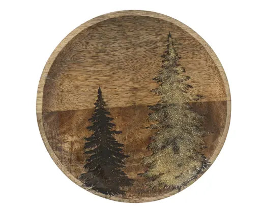 Deco Plate Mangowood Round Clear Enamel