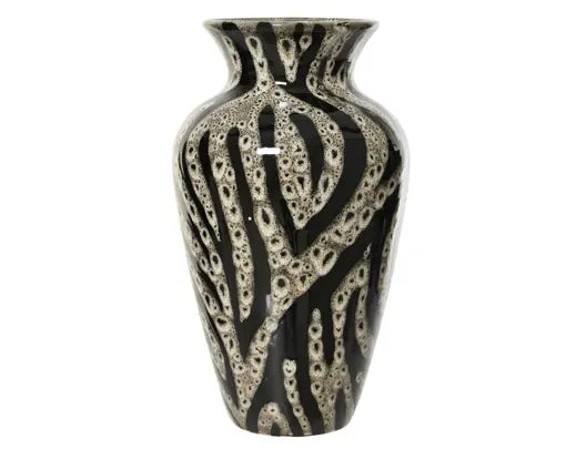 Vase Stoneware Vase Glazed White & Black