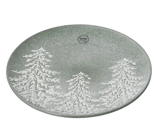 Dinner Plate Stoneware Round Reactive Glaze Tree Embossed