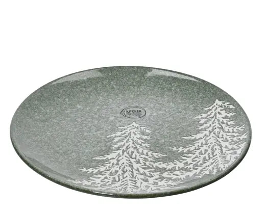 Breakfast Plate Stoneware Round Reactive Glaze Tree Embossed