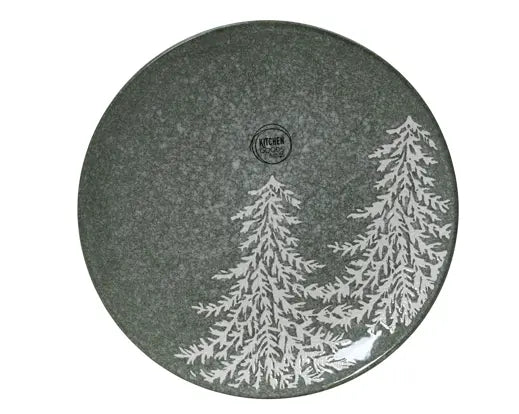 Breakfast Plate Stoneware Round Reactive Glaze Tree Embossed